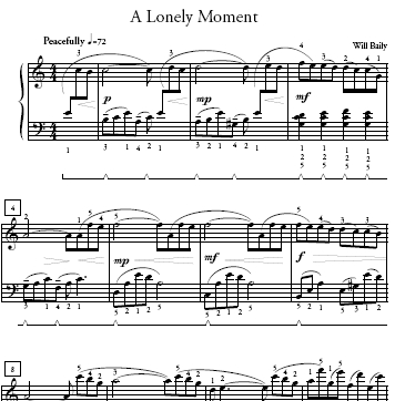 A Lonely Moment Sheet Music and Sound Files for Piano Students